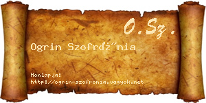 Ogrin Szofrónia névjegykártya